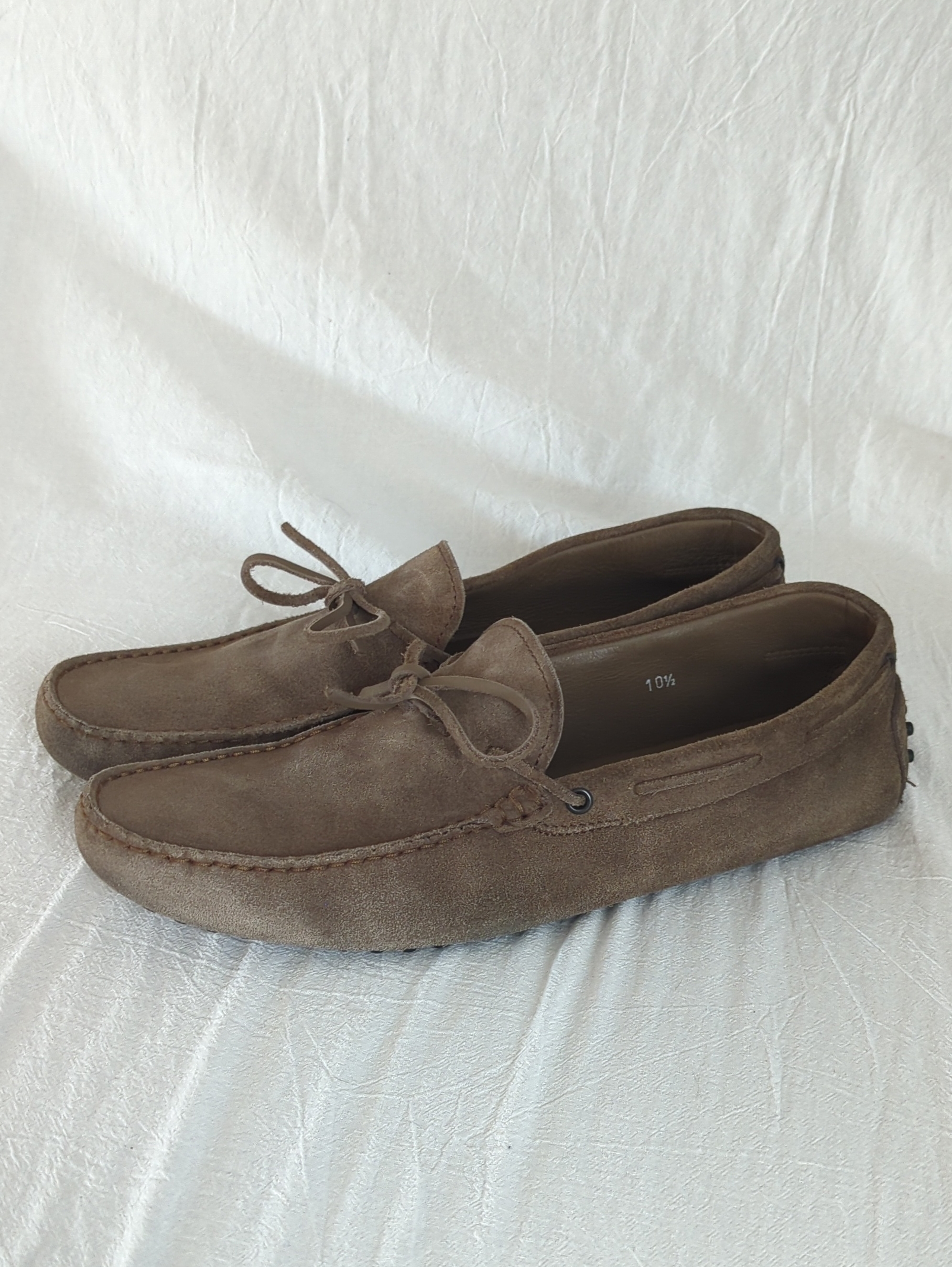 Tod's Laccetto Gommino Suede Laced Driving Loafers Men's 11.5 Us/10.5 Uk